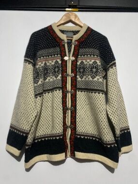 Squaw Valley L Wool Nordic Fair Isle Knit Sweater